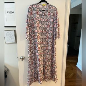 Roller Rabbit 3/4 sleeve cotton button down coverup